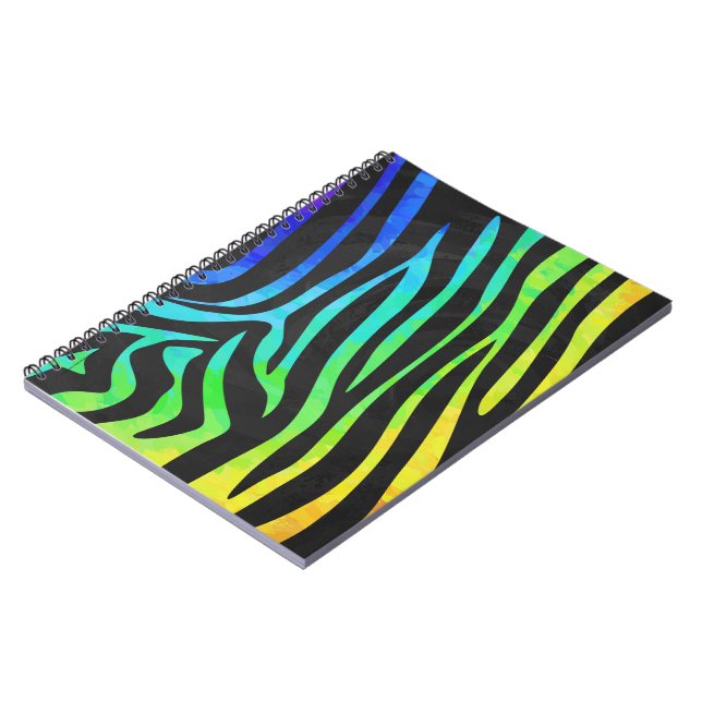 Trendy Rainbow and Black Zebra Animal Print on ele Notebook (Left Side)