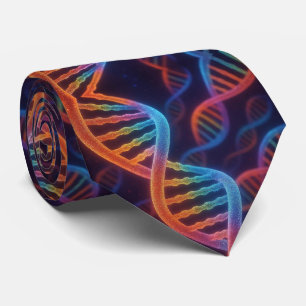 Trendy Rainbow Double Helix DNA Necktie 