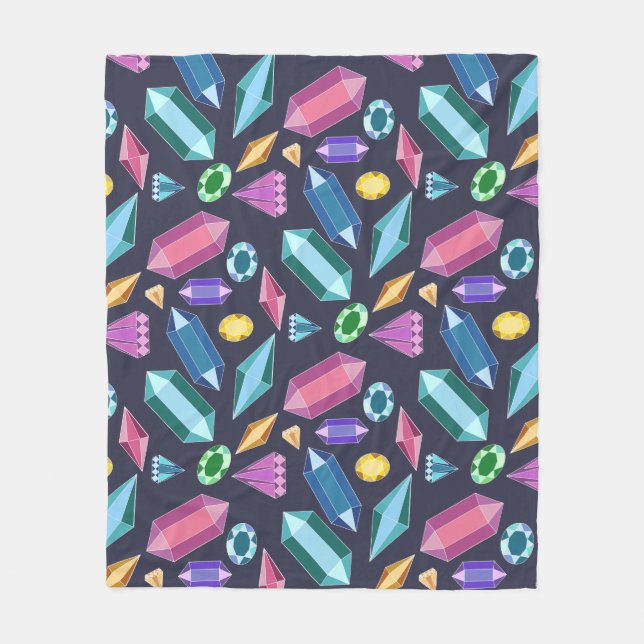 Trendy Rainbow Gems Pattern Fleece Blanket (Front)
