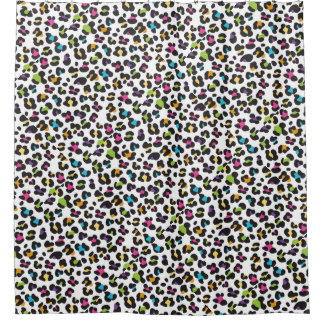 Trendy Rainbow Leopard Print Pattern Shower Curtain