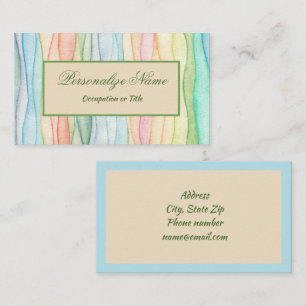 Trendy Rainbow Pastel Colours Soft Blue Border Business Card