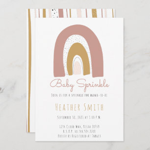 Trendy Rainbow Theme blush mustard pink Sprinkle Invitation