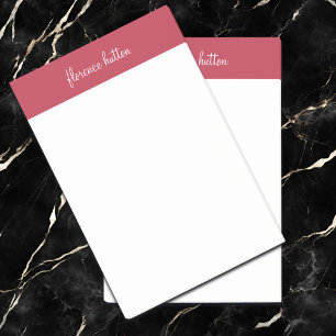 Trendy Raspberry Red & White Script Monogram Post-it Notes