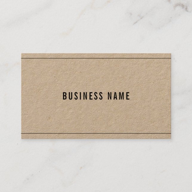 Trendy Real Kraft Paper Elegant Company Template Business Card (Front)