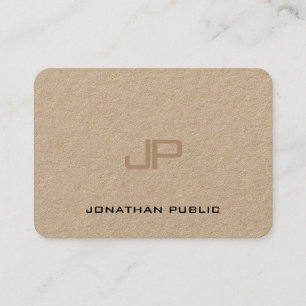 Trendy Real Kraft Paper Elegant Monogram Template Business Card