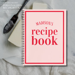 Trendy Red and Blush Bridal Shower Recipe Notebook