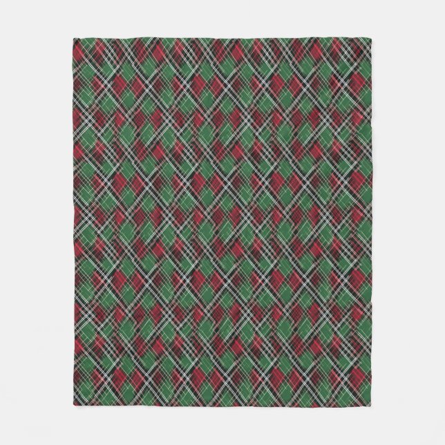 Trendy Red and Green Christmas Plaid Pattern Fleece Blanket (Front)