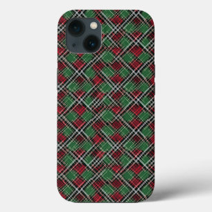Trendy Red and Green Christmas Plaid Pattern iPhone 13 Case