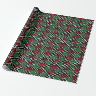 Trendy Red and Green Christmas Plaid Pattern Wrapping Paper