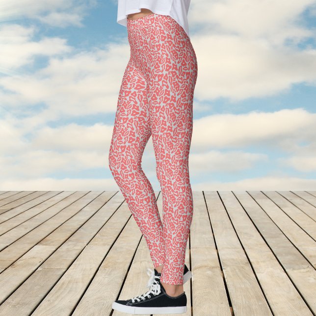 Trendy Red and Light Grey Pattern Leggings (Trendy Red and Light Gray Pattern Leggings)