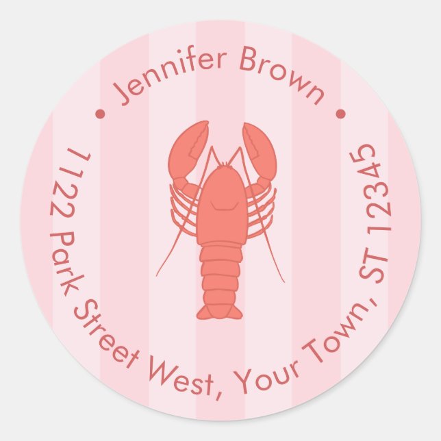 Trendy Red And Pink Lobster Bridal Shower Classic Round Sticker (Front)