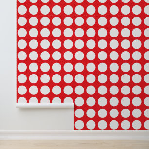 Trendy Red and White Dotted Wallpaper