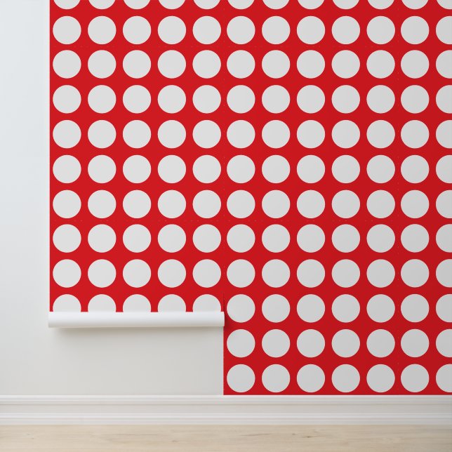 Trendy Red and White Dotted Wallpaper (Application)