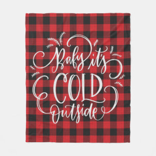 Trendy Red Black Buffalo Plaid Christmas Holiday Fleece Blanket