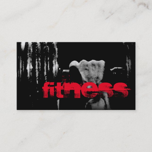 Trendy Red Black Fitness Sport Business Card (Front)