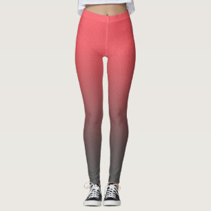Trendy Red Black Gradient Leggings