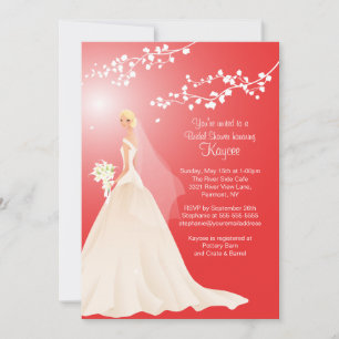 Trendy Red BLONDE Bride Bridal Shower Invite