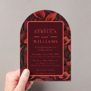 Trendy Red Calla Lilies Sparkle Countryside Weddin Acrylic Invitations