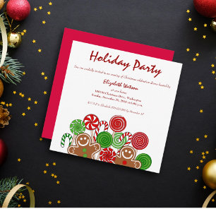 Trendy red Christmas gingerbreads Invitation