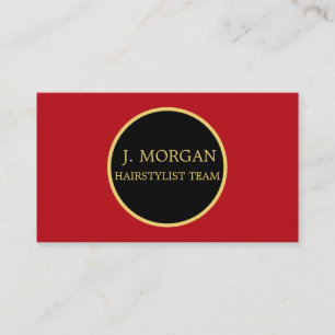 Trendy red circle custom elegant chic gold black business card