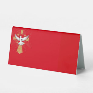 Trendy Red Gold Cross White Dove Confirmation
