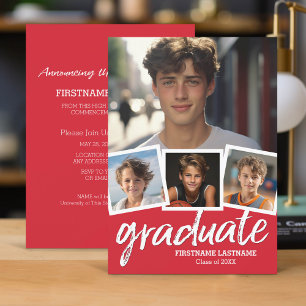 Trendy Red Graduation Announcement Party 4 Photo