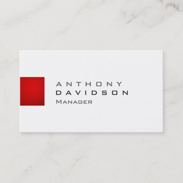 Trendy Red Grey White Contemporary Business Card (Front)