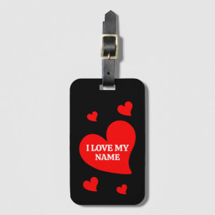 TRENDY RED HEART I LOVE MY ROMANTIC VALENTINE LUGGAGE TAG