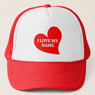 TRENDY RED HEART I LOVE MY ROMANTIC VALENTINE  TRUCKER HAT