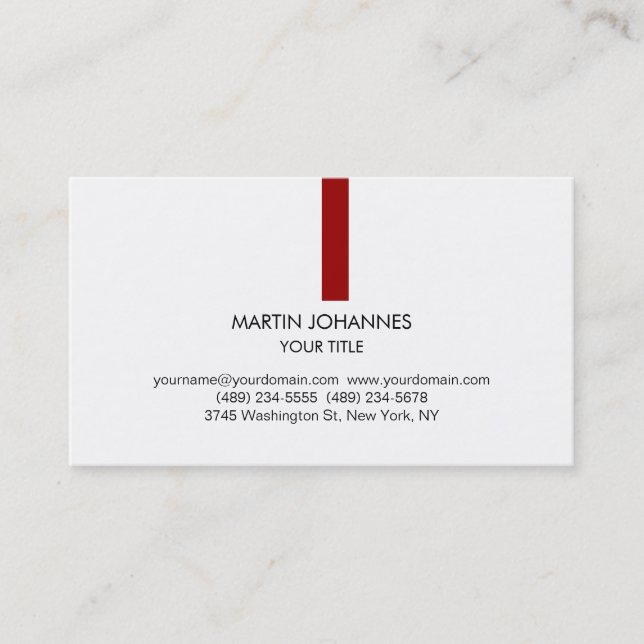 Trendy Red Line Black White Business Card (Front)