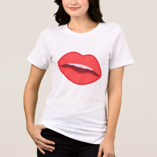 Trendy Red Lips Aesthetic Graphic T-shirt Tri-Blend Shirt