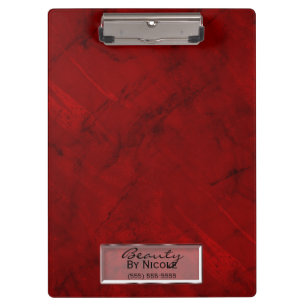 Trendy Red Marble Elegant Chic Glam Personalised Clipboard
