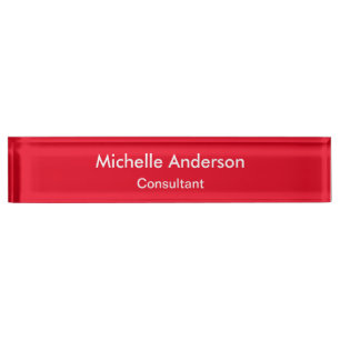 Trendy Red Plain Consultant Desk Nameplate