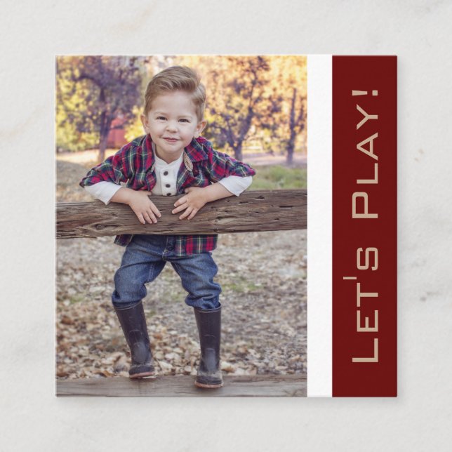 Trendy Red Playdate Card w/Photo (Front)