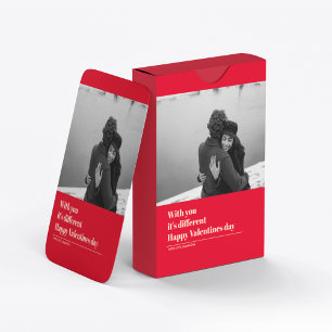 Trendy Red Quote and Photo   Valentines Gift  Playing Cards