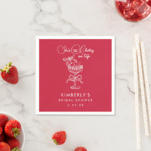 Trendy Red She's The Cherry On Top Bridal Shower Napkin