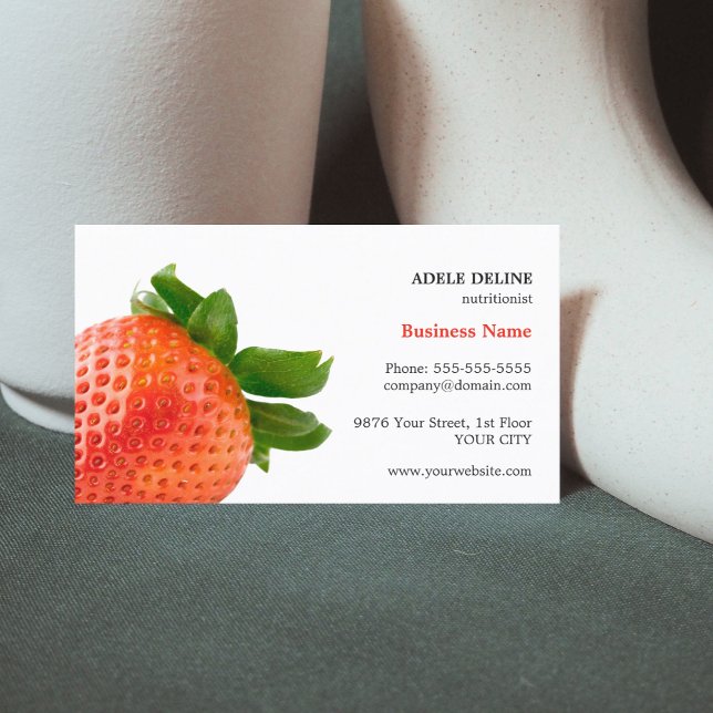 Trendy Red Strawberry Nutritionist Business Card (Creator Uploaded)