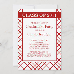 Trendy Red Stripes Graduation Invitation