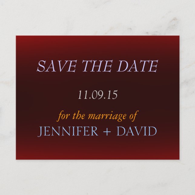 Trendy Red Stylish Save the Date Wedding Postcard (Front)