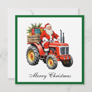 Trendy Red Tractor Funny Christmas Non-Photo  Holiday Card