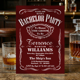 Trendy Red Typography Bachelor Party Invitation