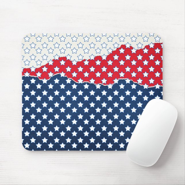 Trendy Red White & Blue Stars America Flag Pattern Mouse Pad (With Mouse)