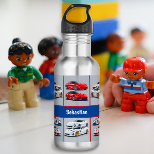 Trendy Red & White Sporty Sports Cars Enthusiasts 532 Ml Water Bottle