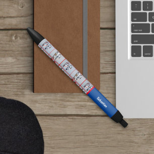 Trendy Red & White Sporty Sports Cars Enthusiasts Black Ink Pen