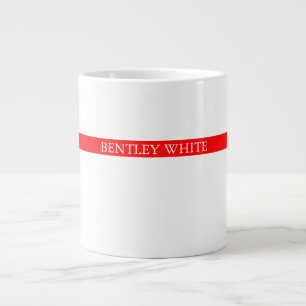 Trendy Red White Stylish Simple Plain Your Name Large Coffee Mug