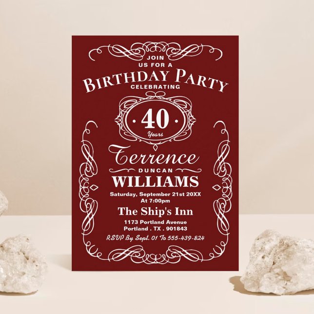 Trendy Red & White Typography Birthday Party Invitation (Creator Uploaded)