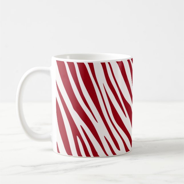 Trendy Red Zebra Animal Sripes Coffee Mug (Left)