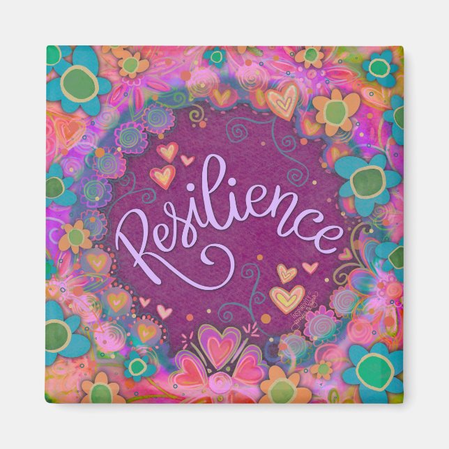 Trendy Resilience Pretty Floral Modern Inspirivity Magnet (Front)
