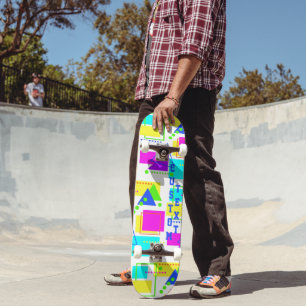 TRENDY RETRO 80S FASHION FLUORO COLOR EIGHTIES SKATEBOARD
