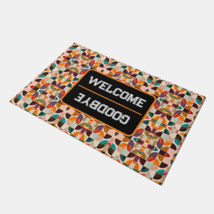 Trendy Retro Abstract Squares Collection Doormat